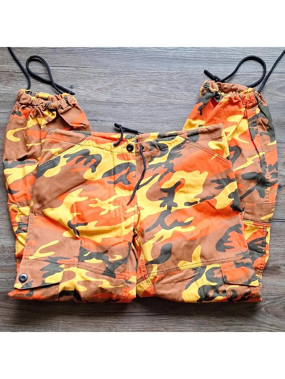 ROTHCO Oversized Baggy Orange Camo Trendy Pants Size Xs